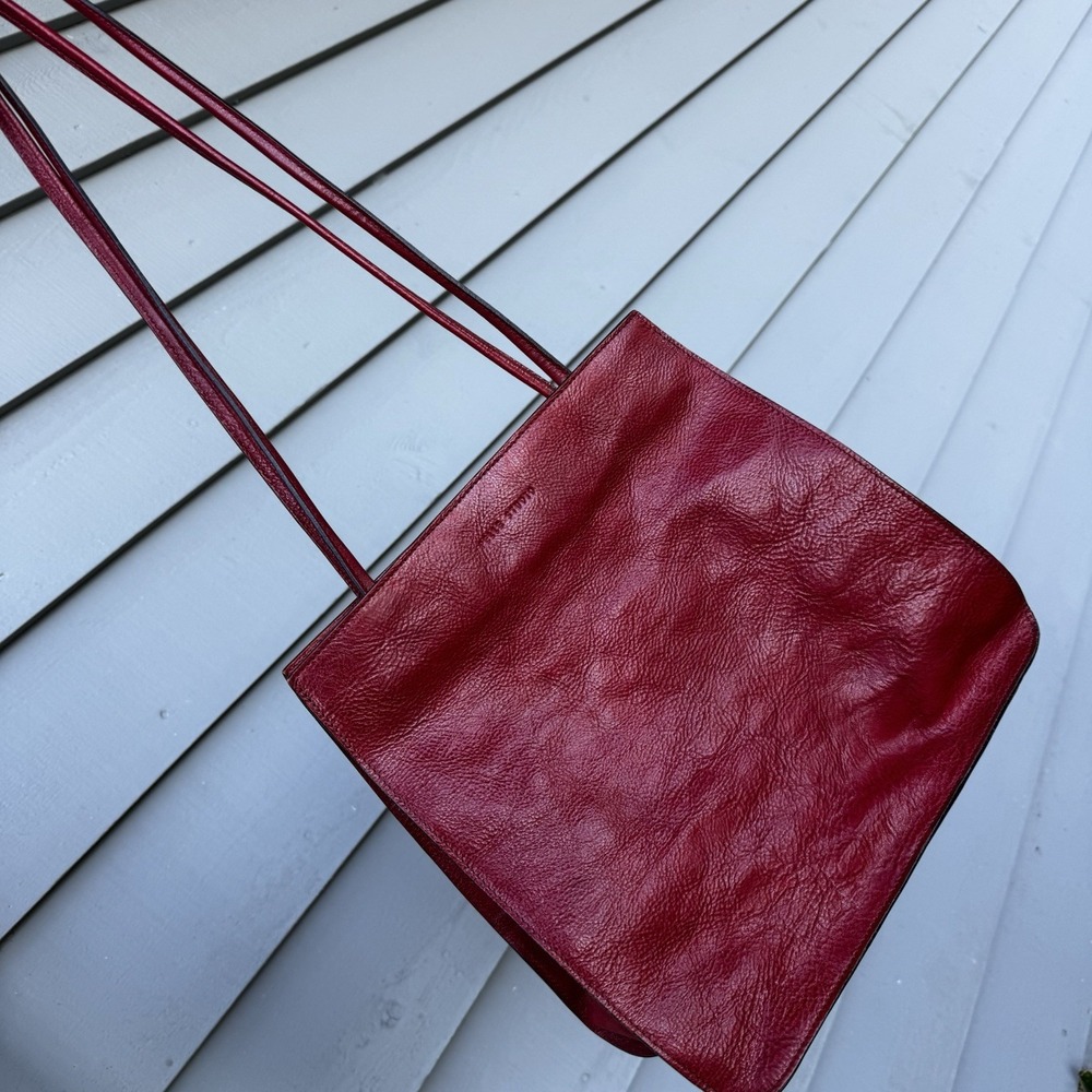 Vintage 90s Pelle Studio Genuine Italian Leather Shoulder Bag Purse Boho EUC Red
